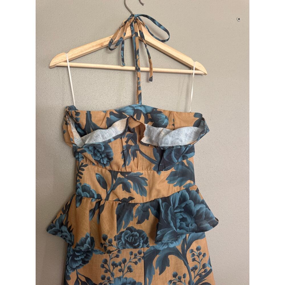 ESPECIA Anthropologie Halter Floral Peplum Jumpsuit Size Small - Picture 6 of 8